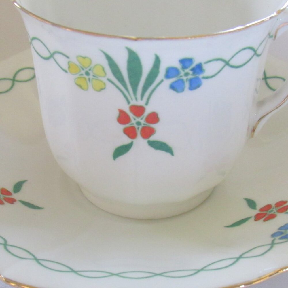 Paladin Tea Cup and Saucer, Hand Painted, Art Deco, Gold Gilt, Bone China   D111